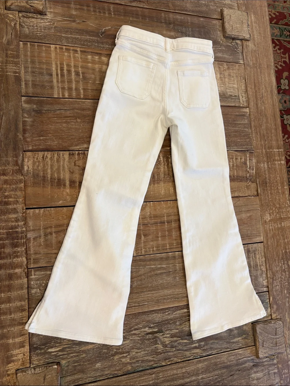 GAP Kids White High Rise Flare Jeans Girls Size 8 Stretch Denim